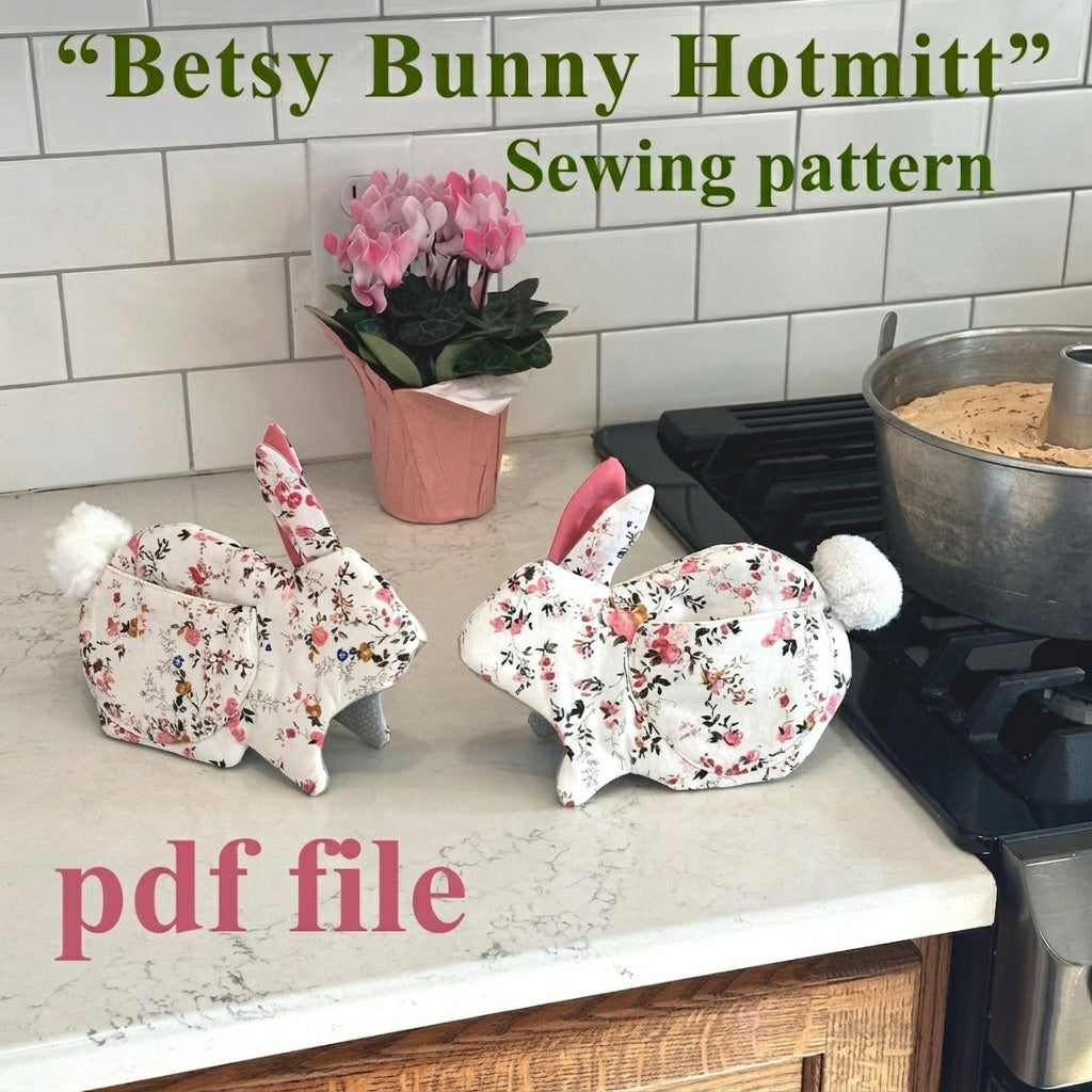Betsy Bunny Oven Mitt Pattern PDF | Quilted Kitchen Decor