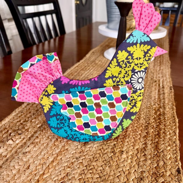 Chicken Oven Mitt Sewing Pattern PDF - Libby the Ruffle Tail Chicken Potholder Pattern