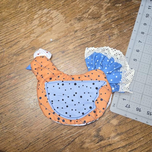 Chicken Oven Mitt Sewing Pattern PDF - Libby the Ruffle Tail Chicken Potholder Pattern