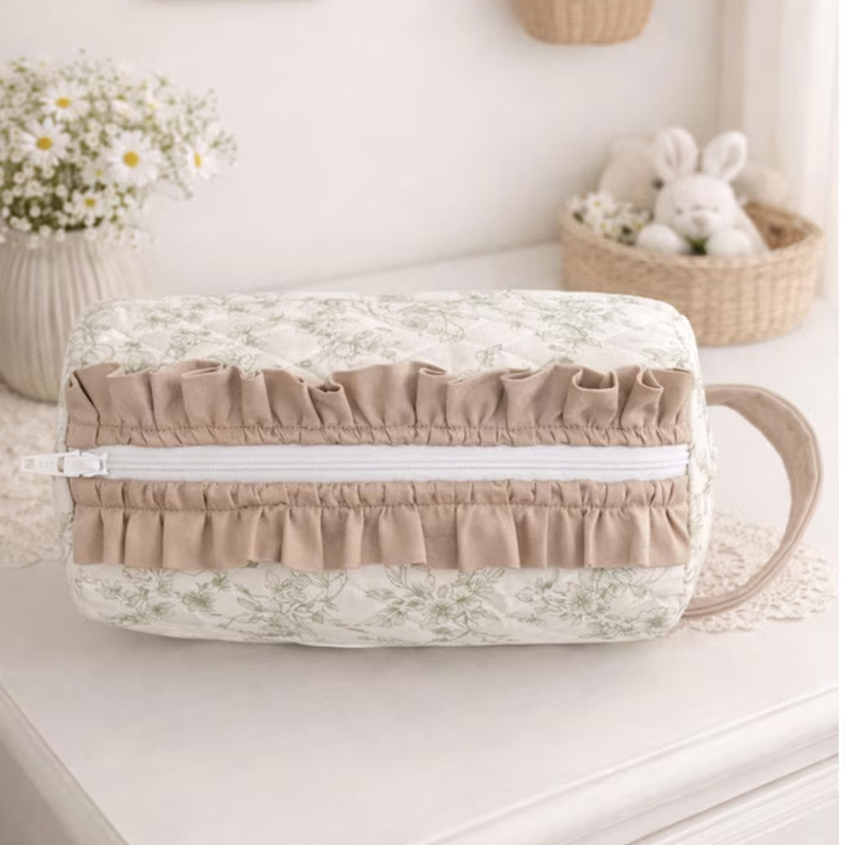 Diaper Pouch with Ruffles Sewing Pattern PDF Download Beginner Friendly
