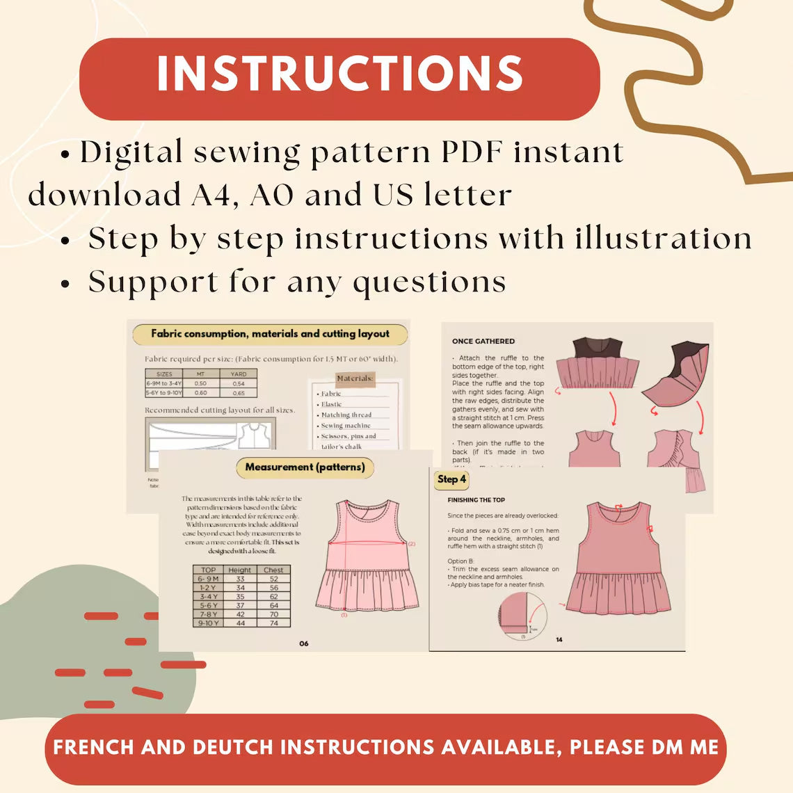 LiLy Set Kids Top &Pants Sewing Pattern PDF Instant Download