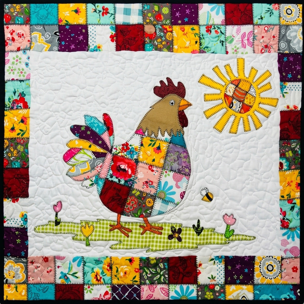 Patchwork Rooster Quilt Pattern: Applique Wall Hanging (PDF Download)