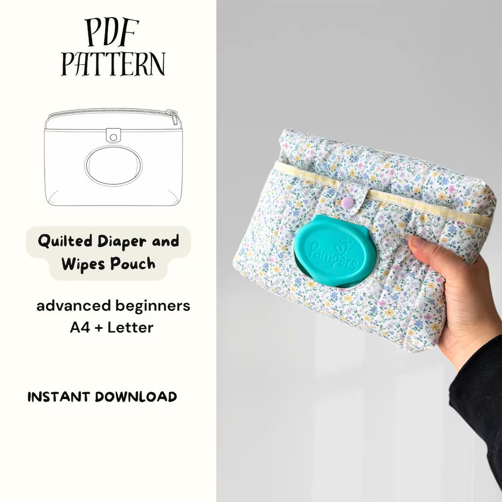 Quilted Diaper and Wipes Pouch | Digital PDF Sewing Pattern | Step-by-Step