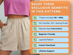 Beginner Women’s Shorts Sewing Pattern – Elastic Waistband Summer Shorts with Pockets PDF XS–3XL