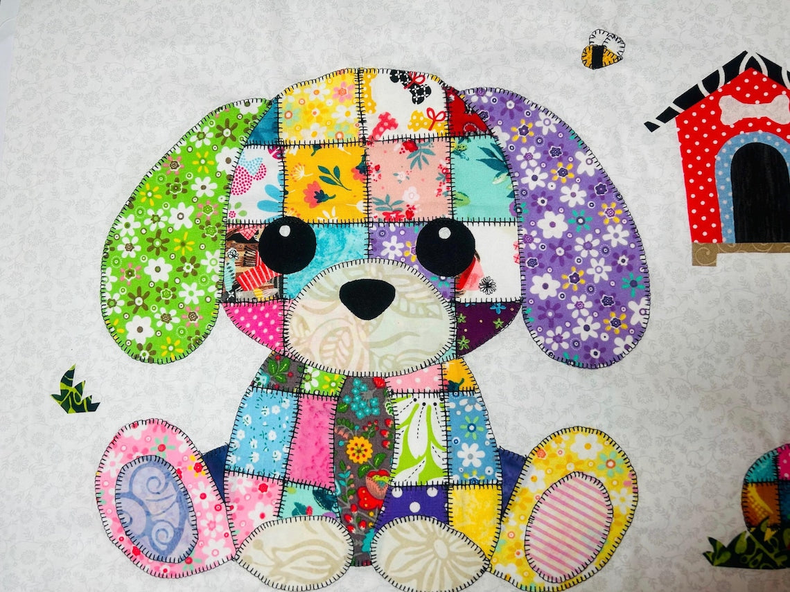 Patchwork Puppy Quilt Pattern - PDF Download | Baby Blanket, Wall Hanging, Applique, Dog Lover Gift