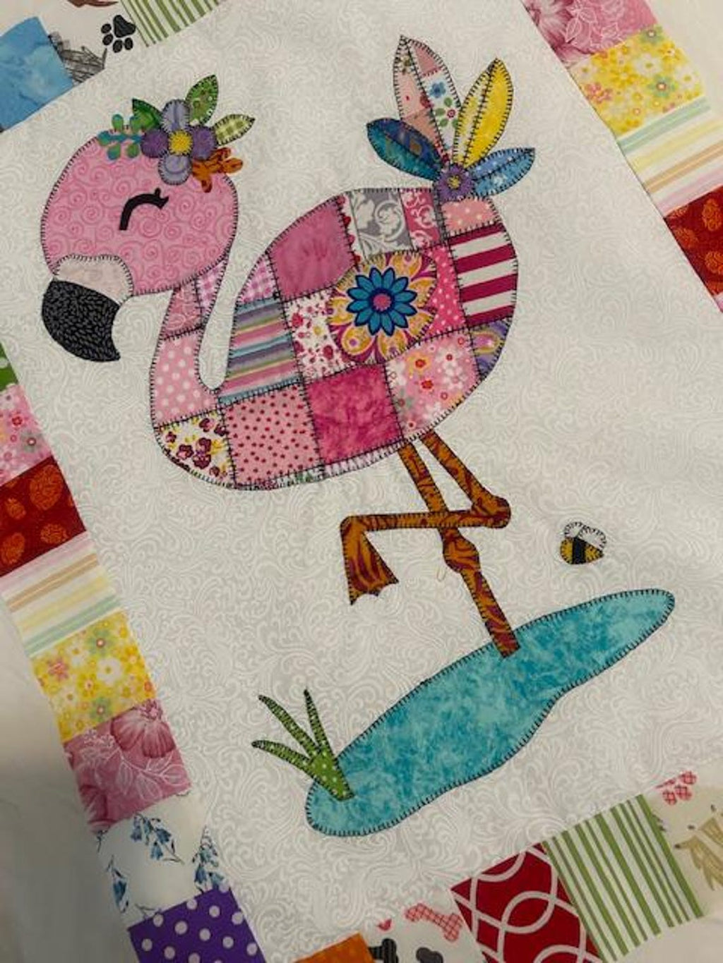 Patchwork Flamingo Quilt Pattern PDF Download Applique Baby Quilt