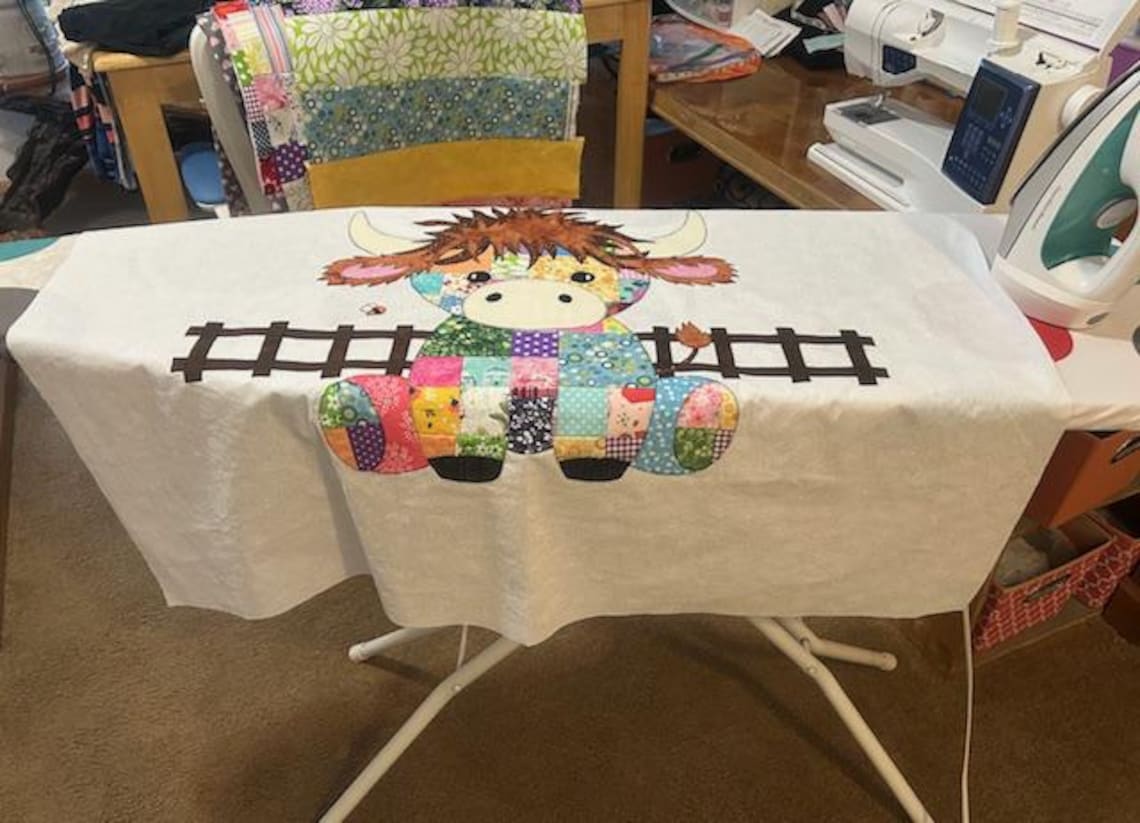 Jumbo Patchwork Highland Cow Baby Blanket Quilt Pattern PDF Download