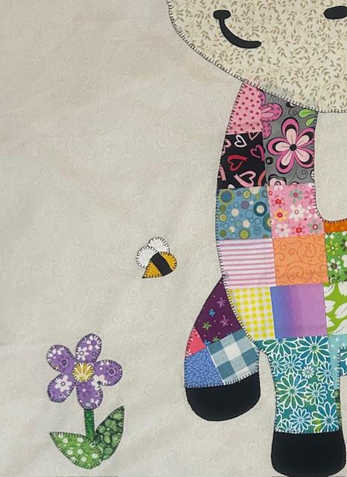 Patchwork Giraffe Quilt Pattern: Applique Baby Blanket PDF Download