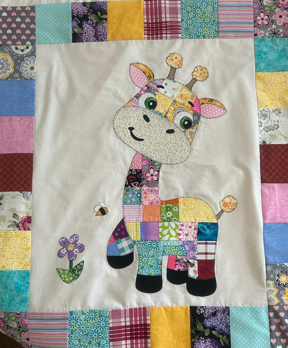 Patchwork Giraffe Quilt Pattern: Applique Baby Blanket PDF Download