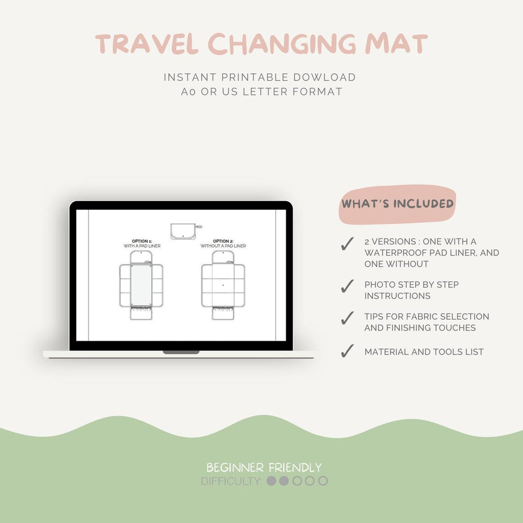 Travel Changing Mat PDF Sewing Pattern | Beginner Friendly