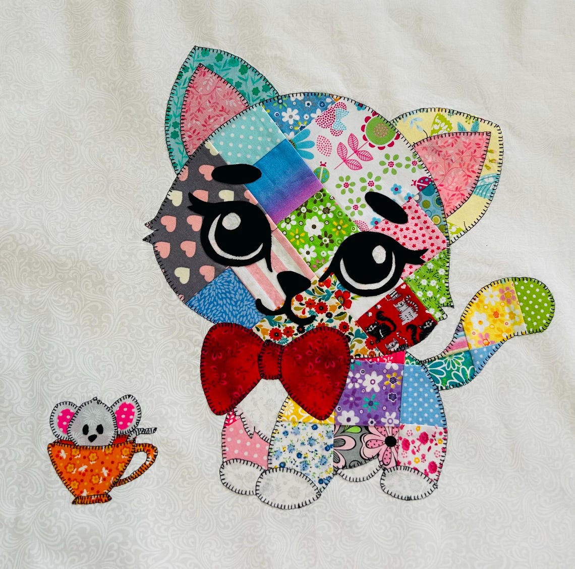 Cat Patchwork Quilt pattern, PDF Instant Download