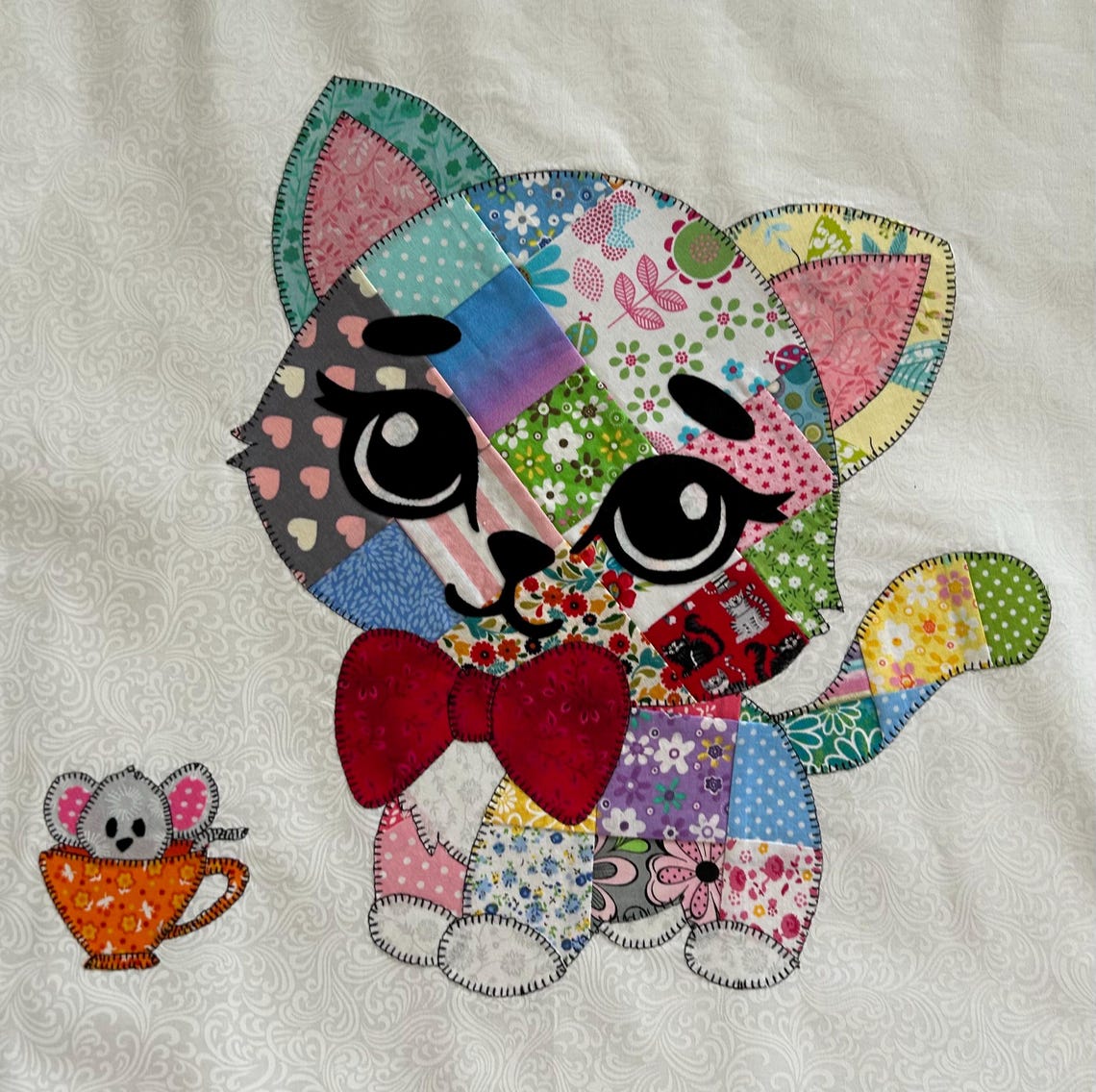 Cat Patchwork Quilt pattern, PDF Instant Download