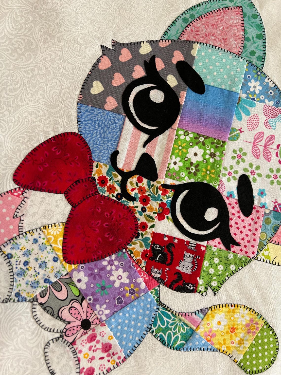 Cat Patchwork Quilt pattern, PDF Instant Download