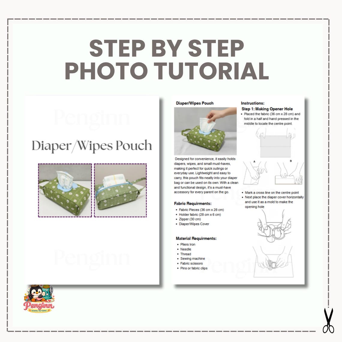 Diaper & Wipes Pouch Sewing Pattern PDF | Zipper Clutch