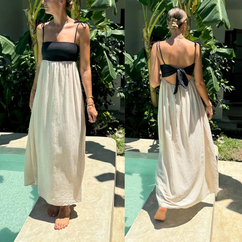 Tie Back Maxi Dress PDF Sewing Pattern: Linen Sundress (Sizes XXS-XXL)
