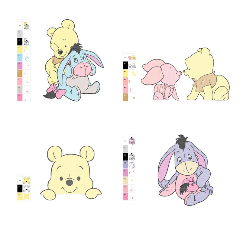 Winnie Bear & Friends Embroidery Bundle – 40 Designs | 4 Sizes | PES, DST, EXP, JEF, VP3, XXX  Instant Download