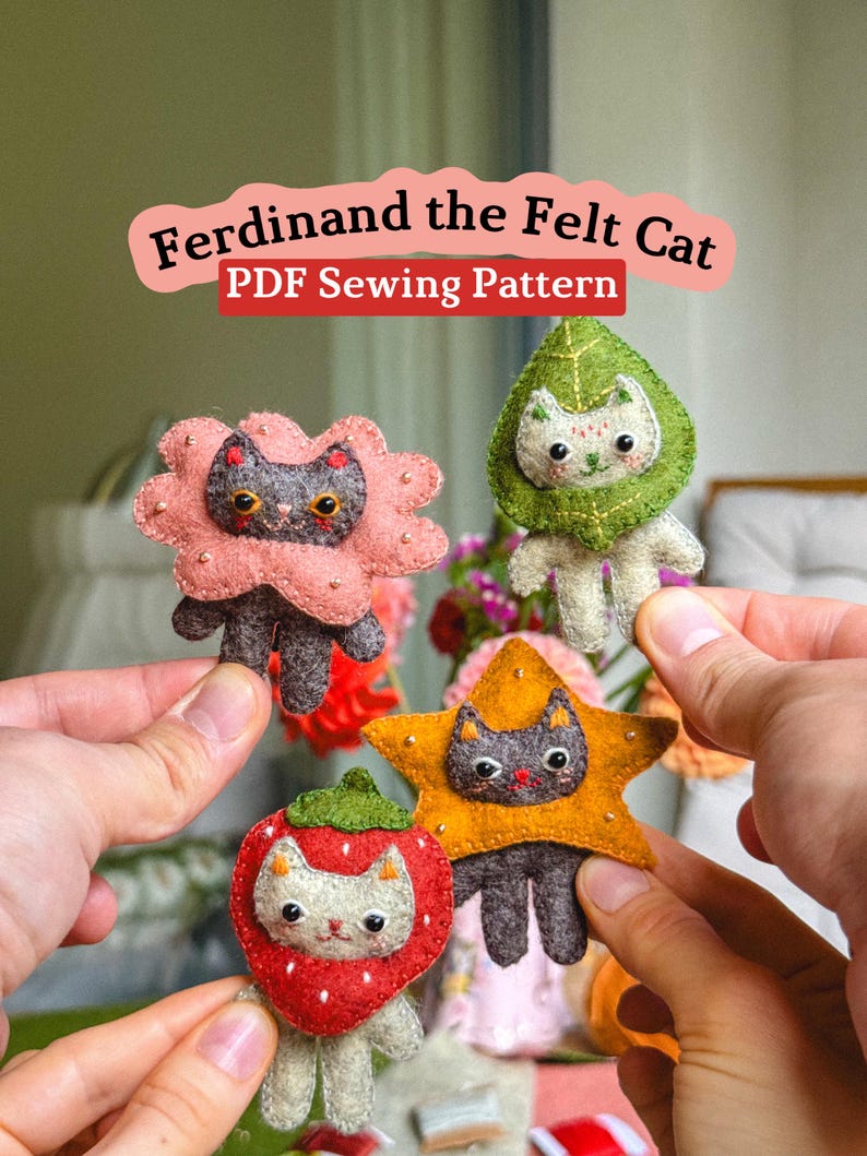 Ferdinand the Felt Cat PDF Sewing Pattern | Beginner Friendly | Digital Download