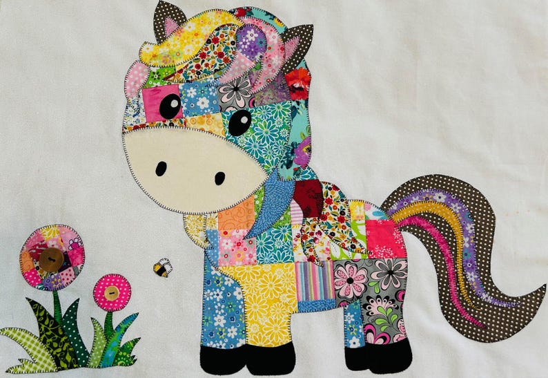 Horse Patchwork Quilt pattern, PDF Instant Download