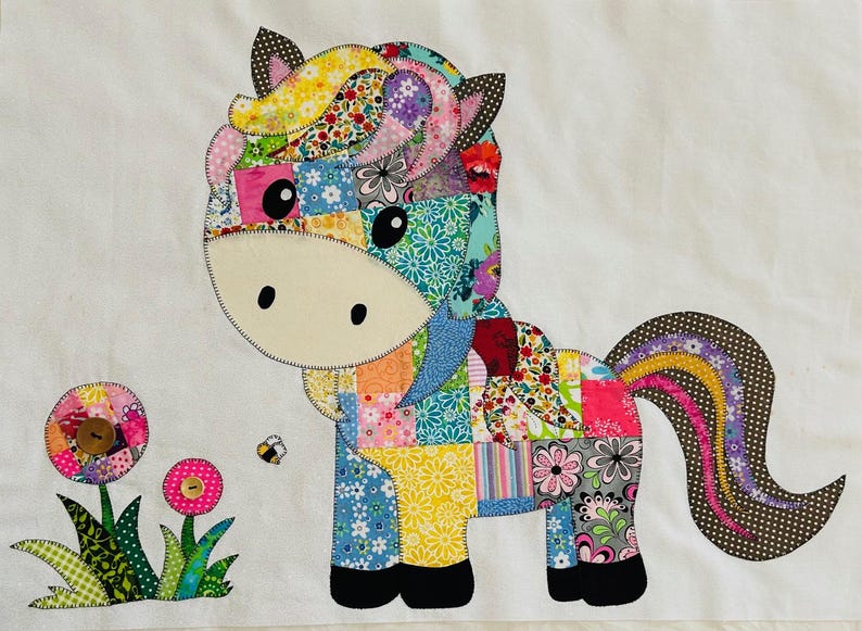 Horse Patchwork Quilt pattern, PDF Instant Download