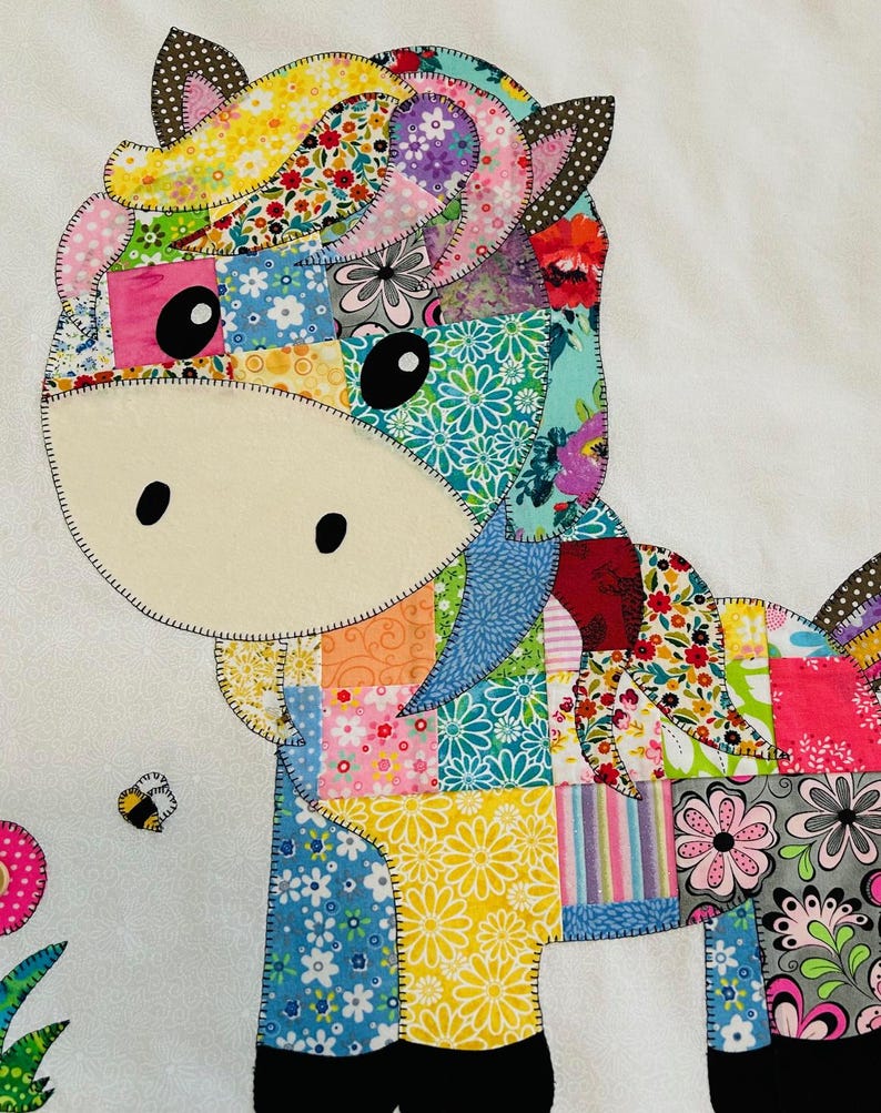 Horse Patchwork Quilt pattern, PDF Instant Download