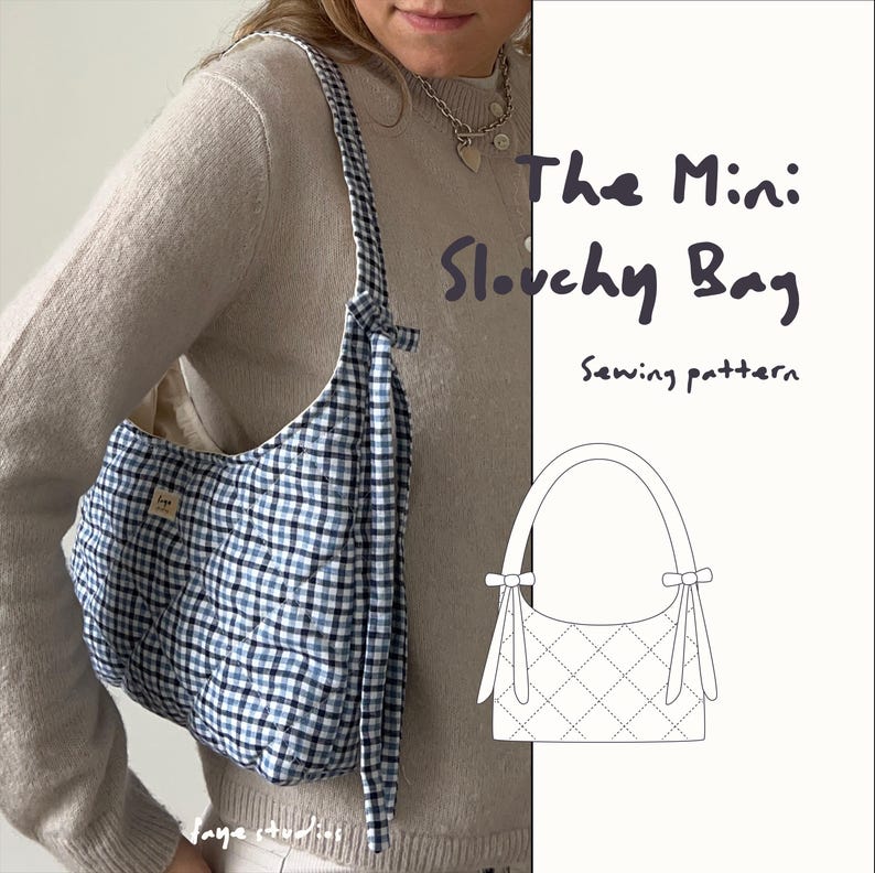 Mini Slouchy Bow Bag Sewing Pattern PDF, Beginner-Friendly Shoulder Bag Tutorial